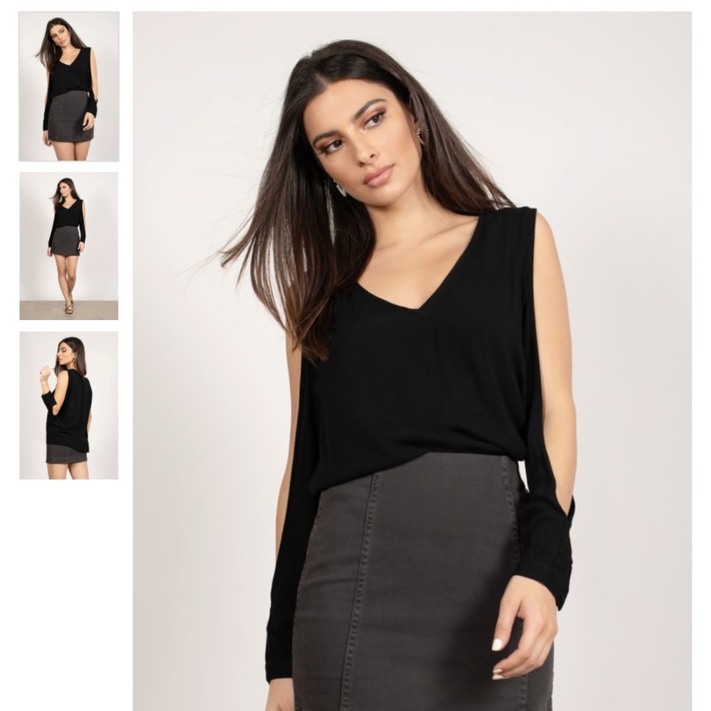 TOBI Maci Plunging V-neck Long Sleeve Blouse XS
